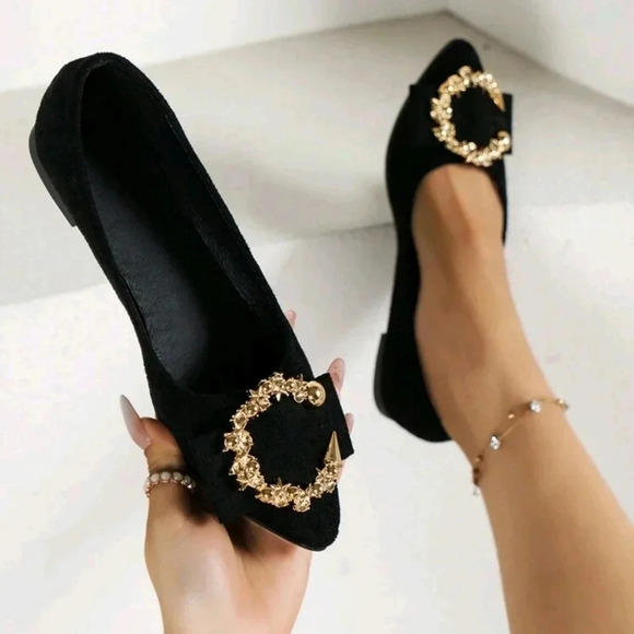 Black Flat Shoes, Flats With Pointed Toe, Fashionable And Versatile - Picture 1 of 7